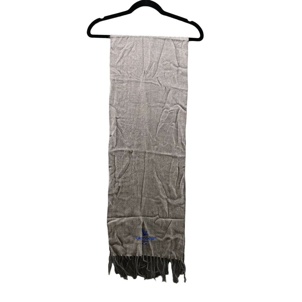 Kanata Blanket Co. Grey Wool Blend Scarf Unisex Fringe‎ Rectangle